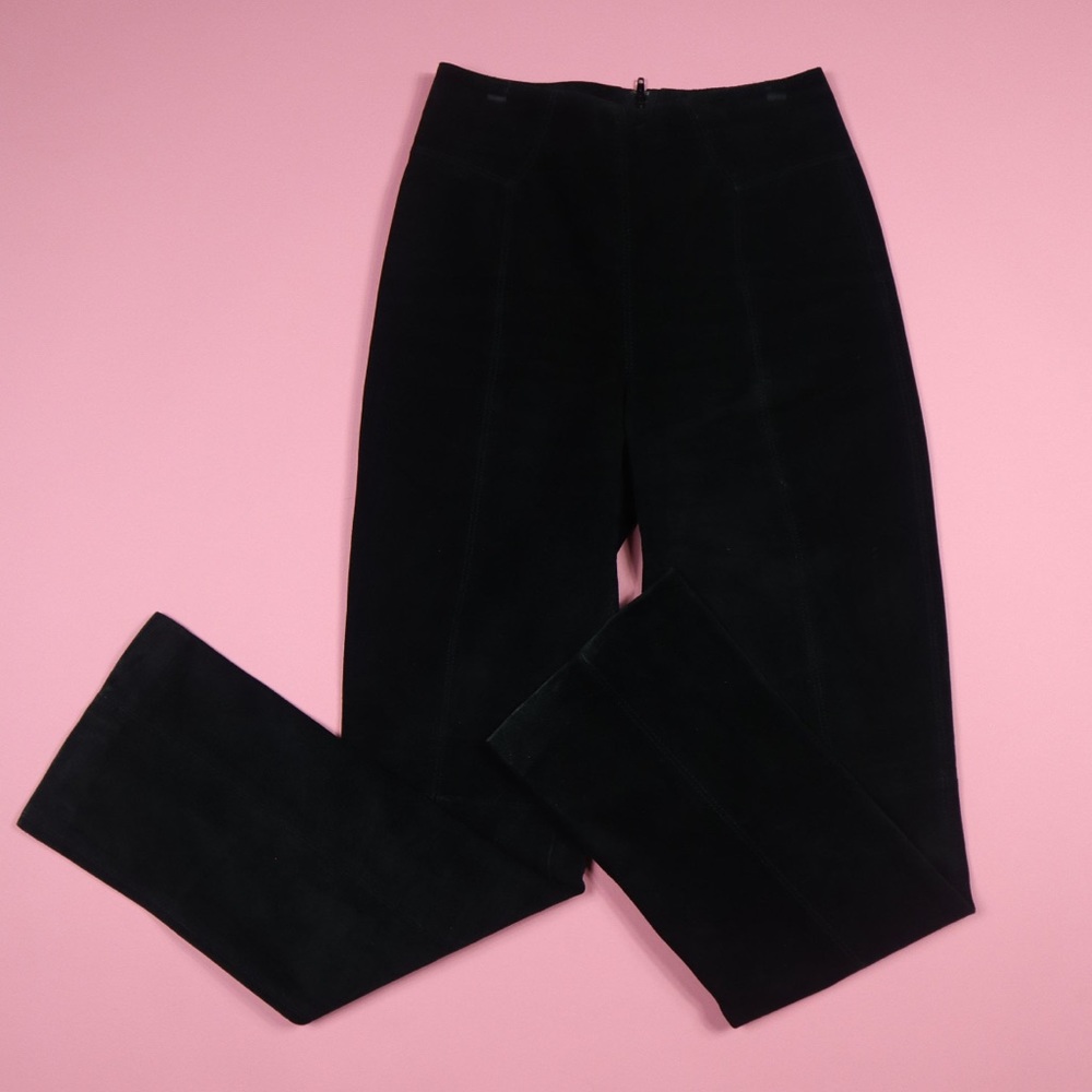 Michael Hoban North Beach Leather Black Suede High Waist Vintage Pants. Size 4.